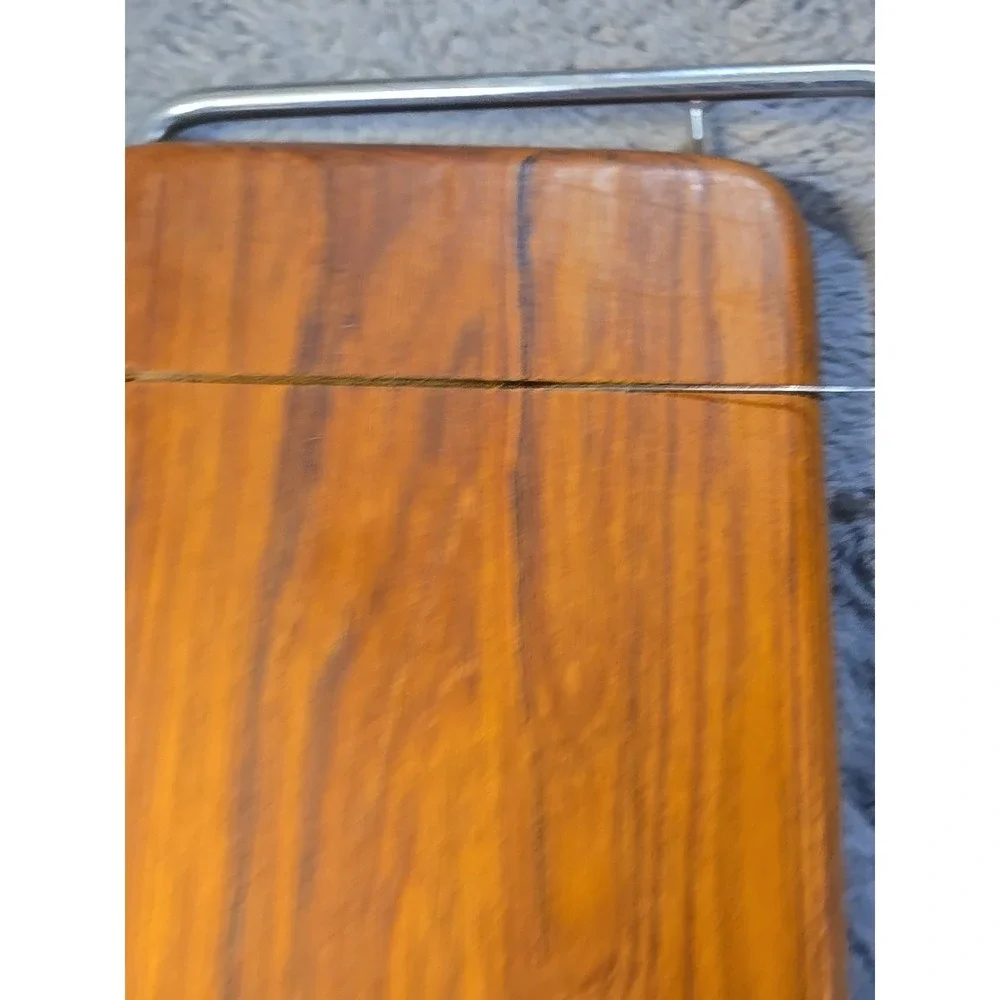 Good‎ Wood Genuine Teak Wire Cheese Slicer Cutting Board MCM Charcuterie 10